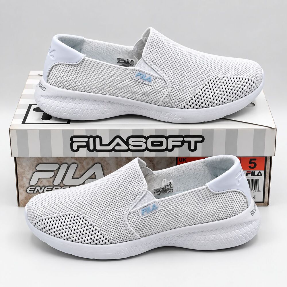 FILA Mallorca Slip On Womens Size 8.5 White Mesh FILASOFT Comfort Sneakers Shoes